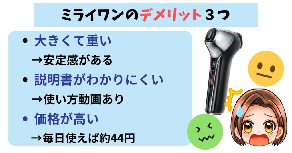 【悪い口コミ】購入前に知っておくべきミライワンのデメリット・注意点3つ
