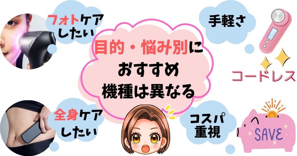【簡単診断】目的・悩み別あなたに最適な美顔器はこれ!