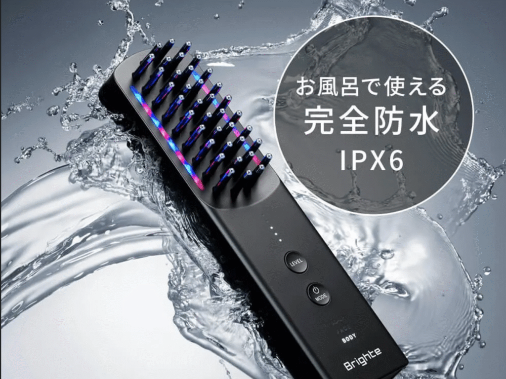 エレキブラシプラスはIPX6の防水性能があるので、お風呂でも使用可能です
