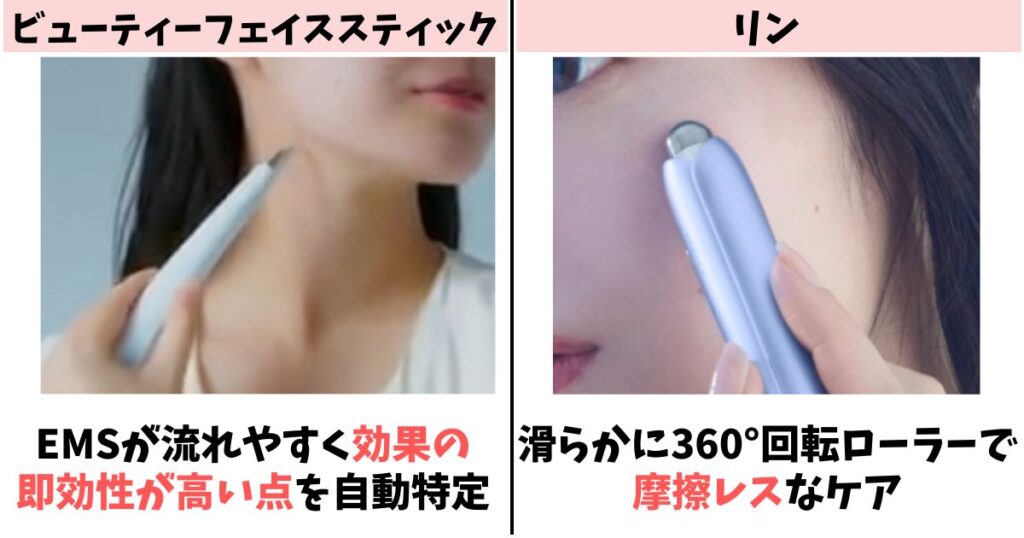 重視する効果:ビューティーフェイススティックは即効性/リンは摩擦レス