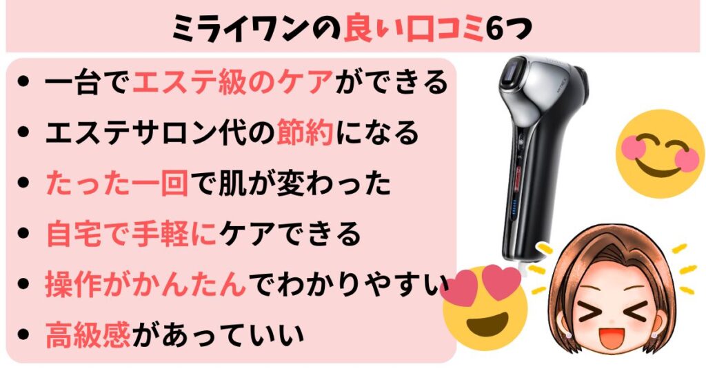 マイトレックスミライワンの良い口コミ6つ