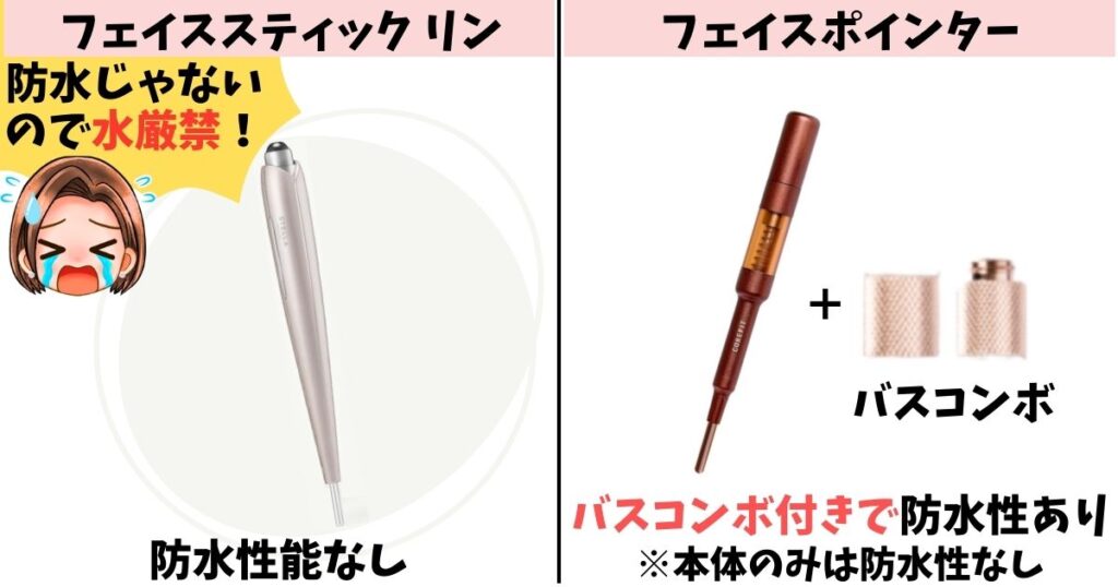 防水性能:フェイスポインターはアタッチメント装着で防水に