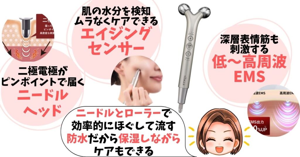 【ヤーマン:WAVY ニードルリフトポインター】表情筋の奥までEMSで刺激