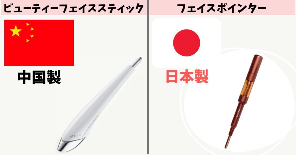 製造場所:フェイススティックは中国、フェイスポインターは日本