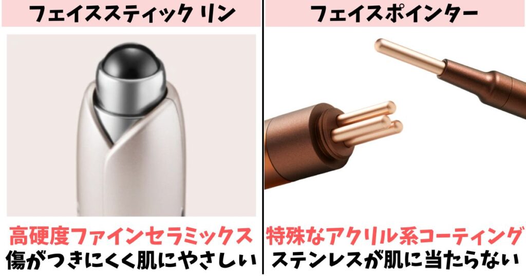 ロッドの素材:リンはセラミックス、フェイスポインターはステンレス