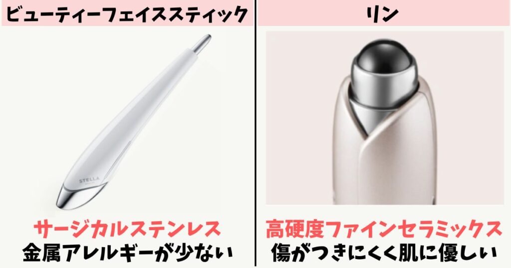 ロッドの素材:リンは肌にやさしいファインセラミックス採用