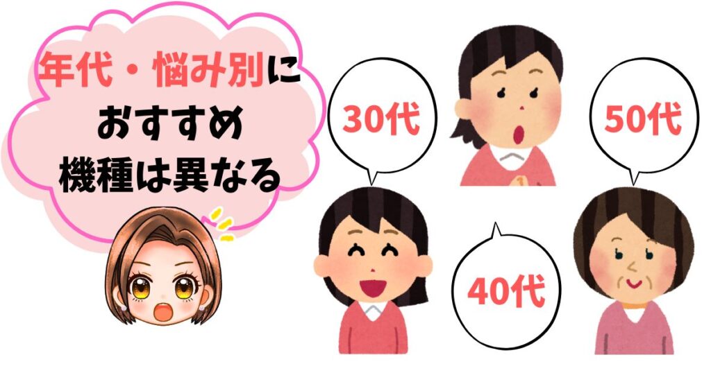 【簡単診断】年代・悩み別 あなたに最適な美顔器はこれ!