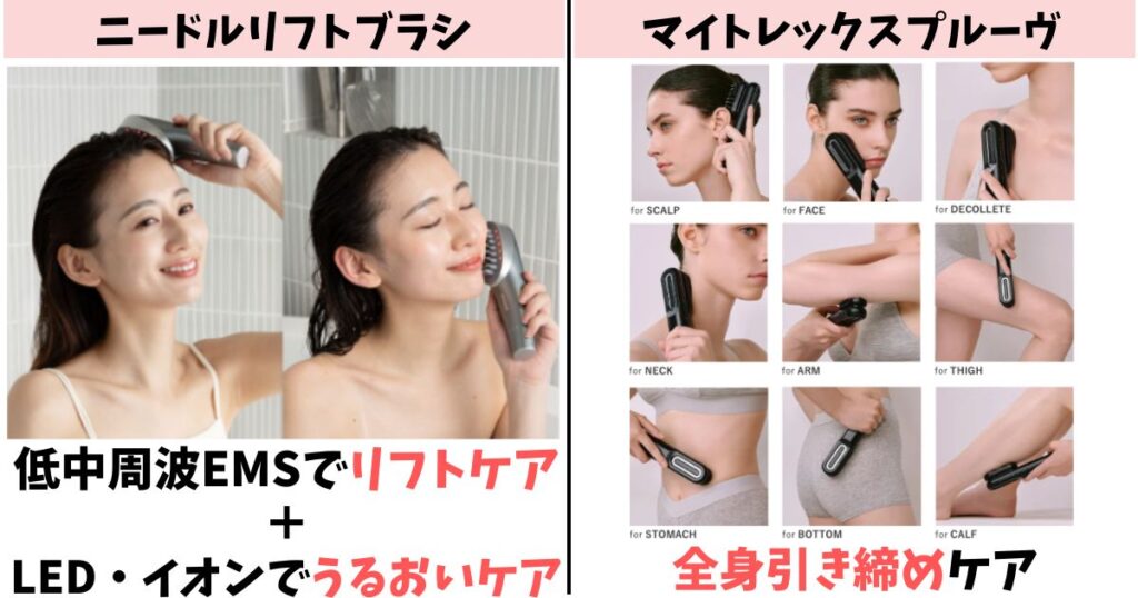 重視する効果:複合的な美肌効果ならニードルリフトブラシ、全身ケアならプルーヴ