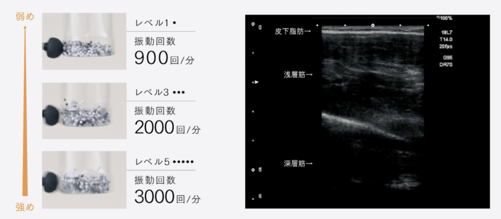 マイトレックスポスポスは、コンパクトなのにパワフルな振動が筋肉の奥深くまでアプローチ