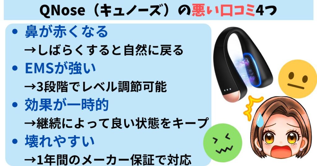QNose(キュノーズ)の悪い口コミ4つ