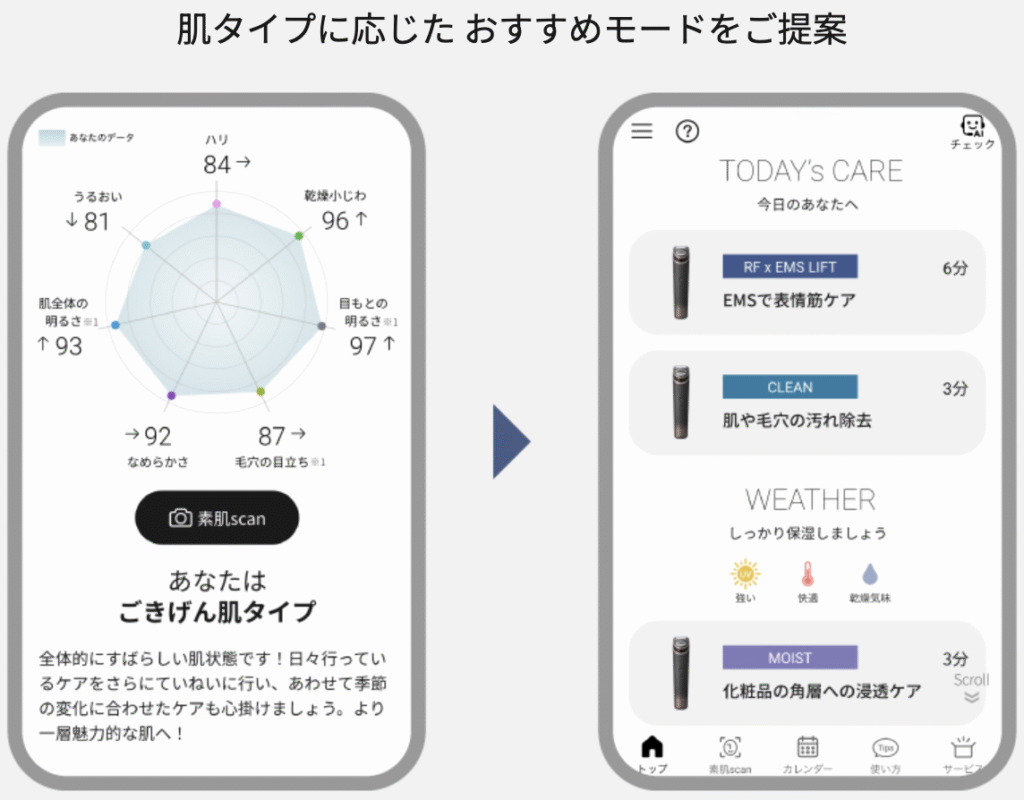 バイタリフト RF EXに対応するアプリ「with Panasonic Beauty」