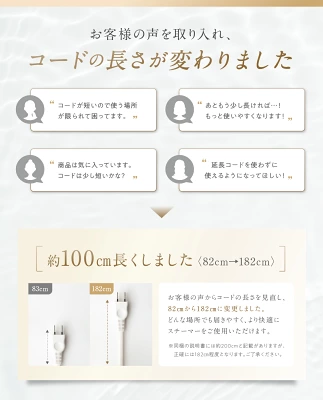 idioフェイススチーマーのコードの長さ