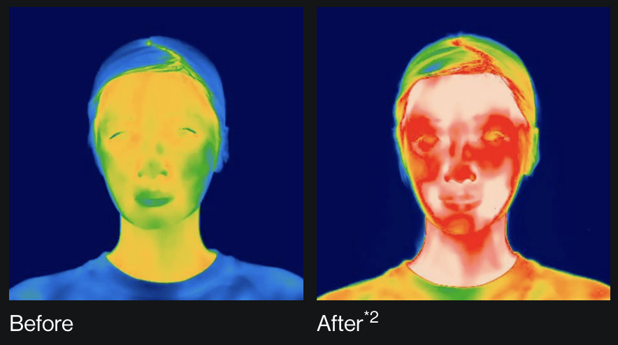 エレキリフト10分使用後の肌の温度
