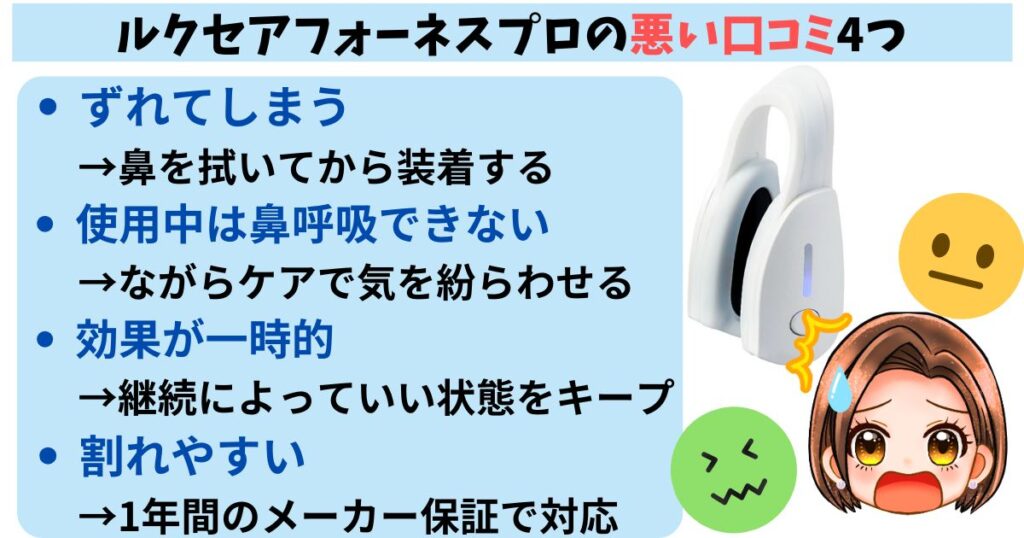 ルクセアフォーネスプロの悪い口コミ4つ