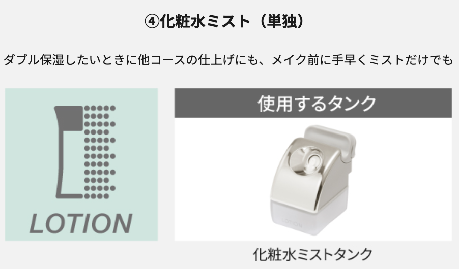 スチーマーナノケアの化粧水ミストコース